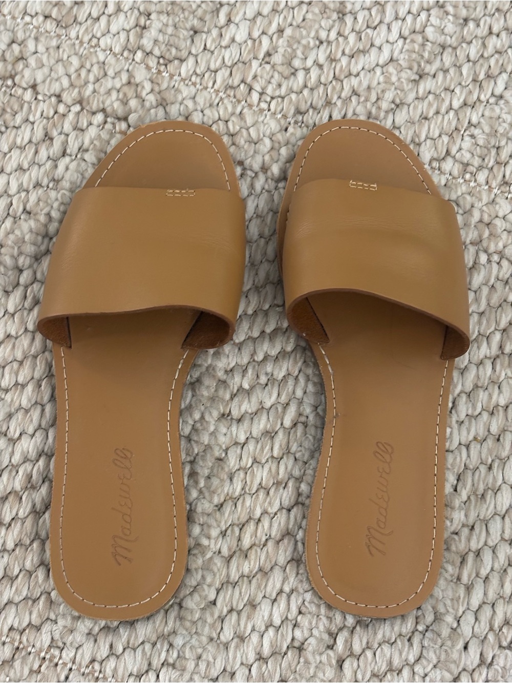 Madewell Women’s Cognac Leather Slide Sandals